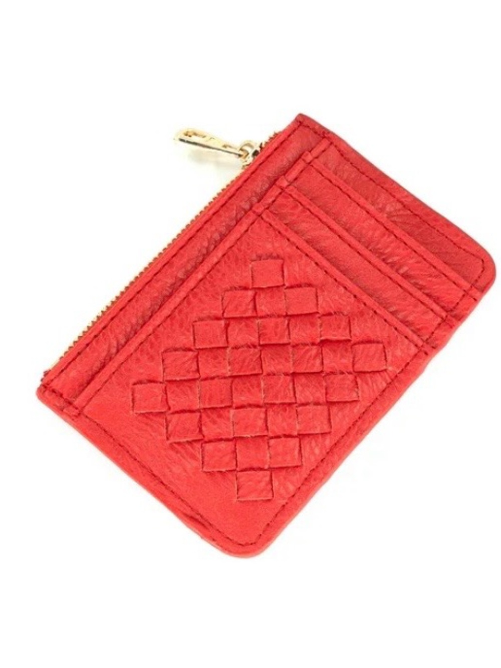 Red Woven Card Case with Zip